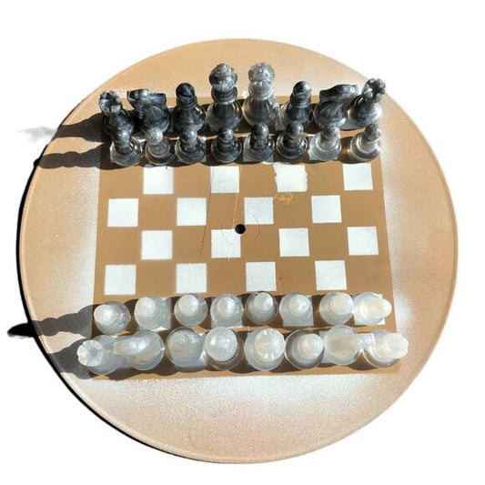 Vinyl Chess Set - Tan and White