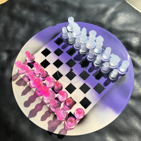 Vinyl Chess Set - Purple and White