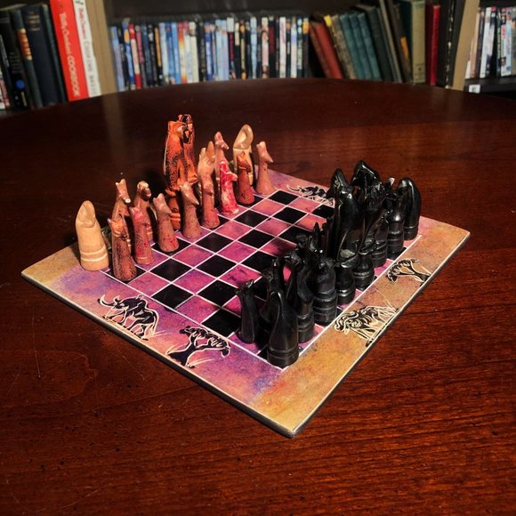 African Vintage Chess Set - Kenyan Chess Board