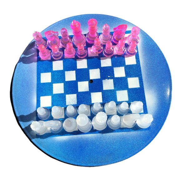 Vinyl Chess Set - Blue and Pink