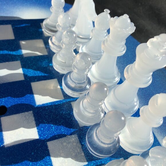 Vinyl Chess Set - Blue and Pink