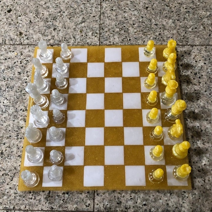 Handmade Resin Chess Set - Gold and Yellow