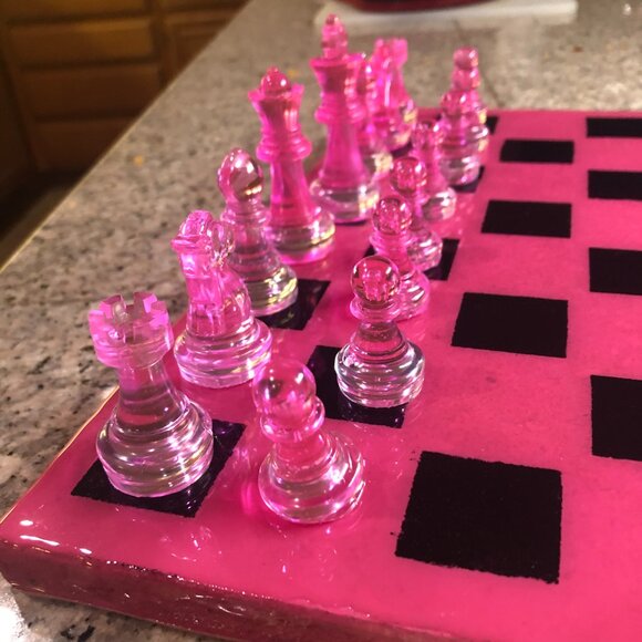 Resin Chess Set - Hot Pink