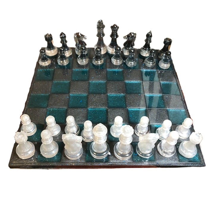 Handmade Resin Chess Set - Blue Space