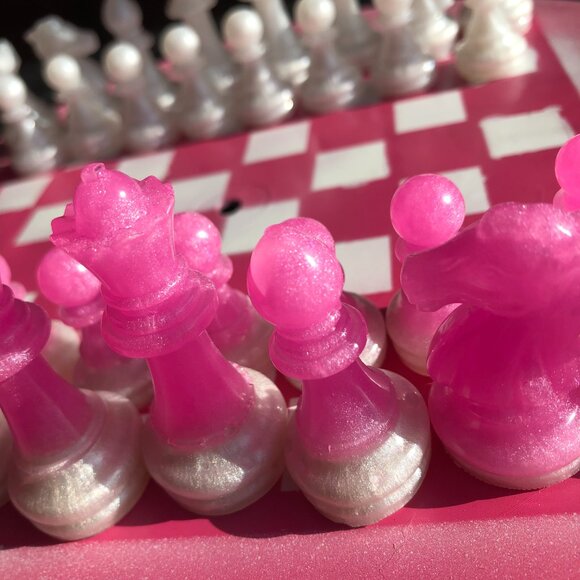 Vinyl Chess Set - Pink and White