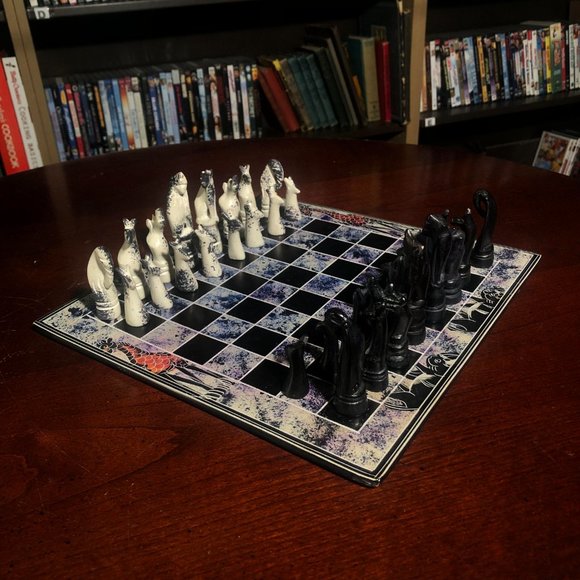 African Vintage Chess Set - Marble Styled Chess Board