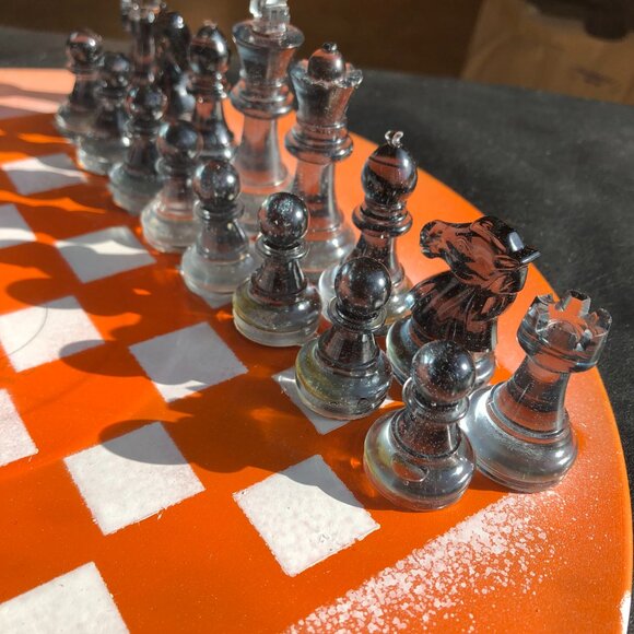 Vinyl Chess Set - Spotted Orange