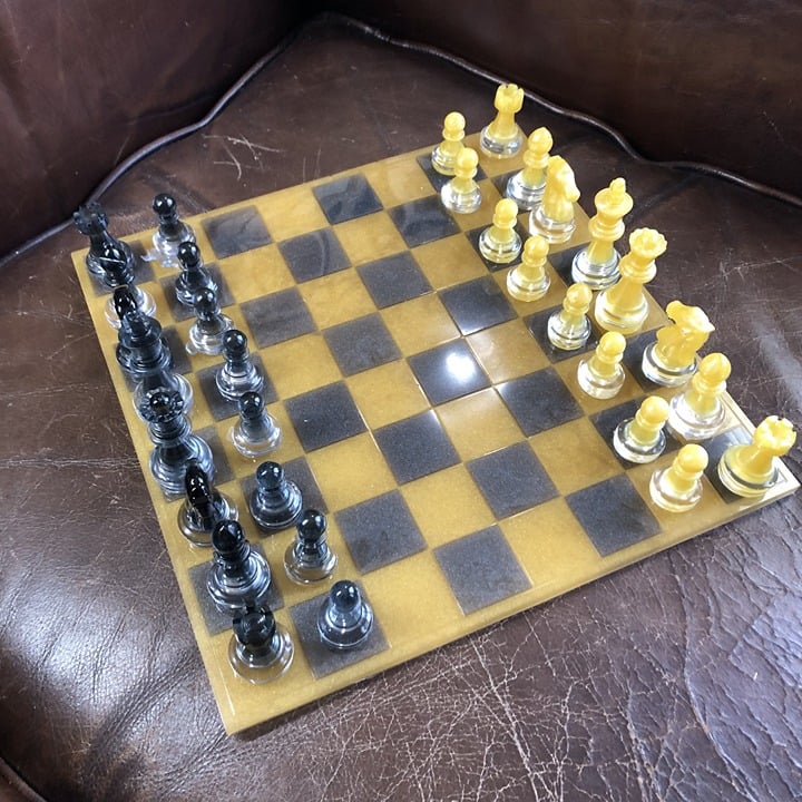 Handmade Resin Chess Set - Gold/Black