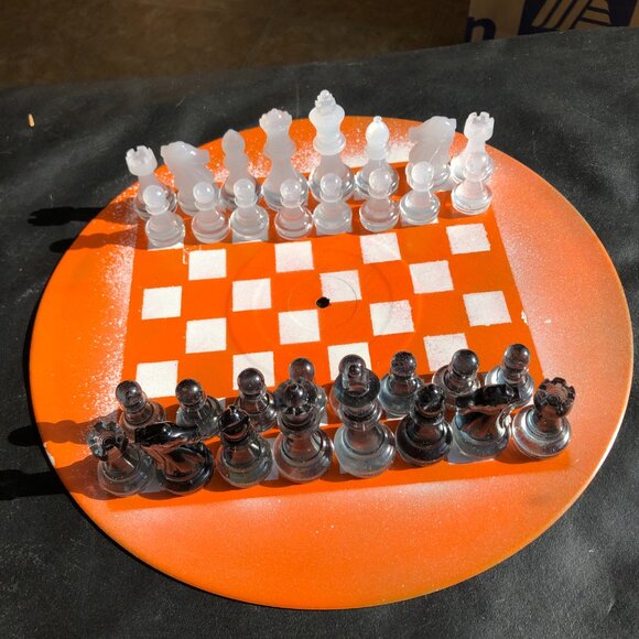 Vinyl Chess Set - Spotted Orange