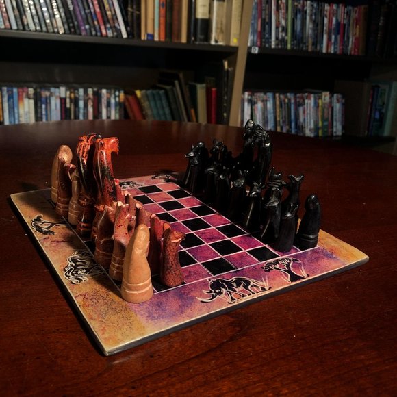 African Vintage Chess Set - Kenyan Chess Board