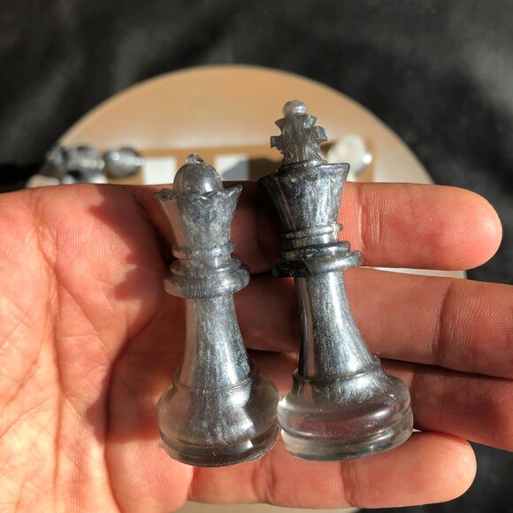 Vinyl Chess Set - Tan and White