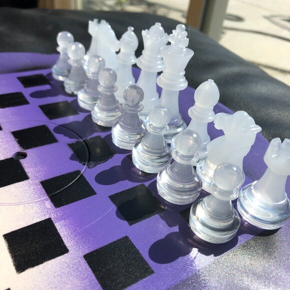 Vinyl Chess Set - Purple and White