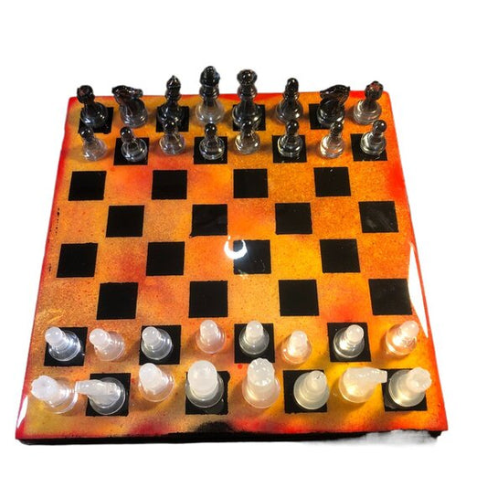 Resin Chess Set - Sunset Orange