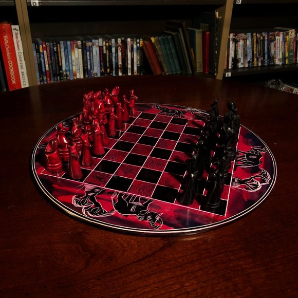 African Vintage Chess Set - Royal Red Chess Board