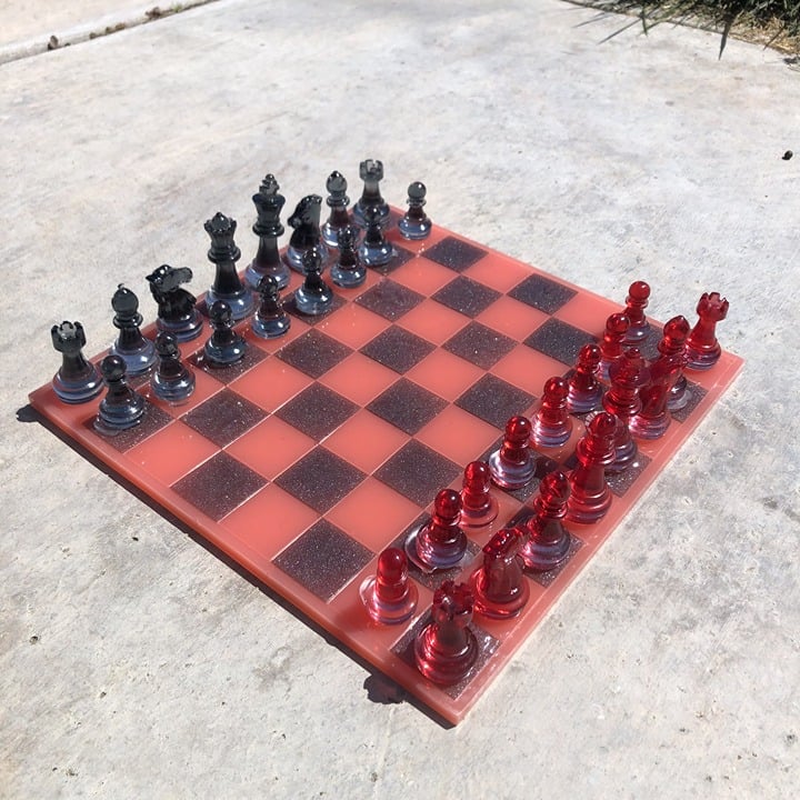 Handmade Resin Chess Set - Dipped Cherry Edition