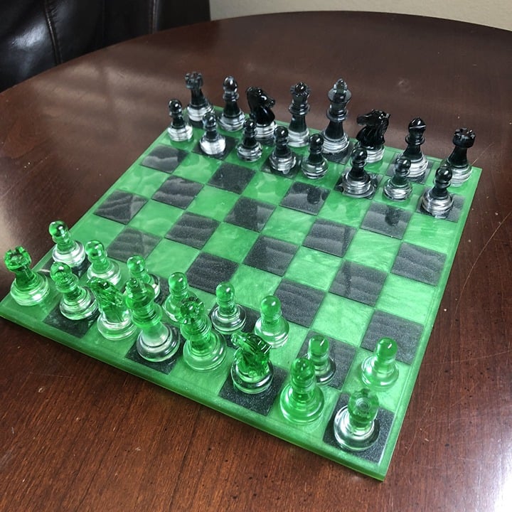 Handmade Resin Chess Set - Candy Green