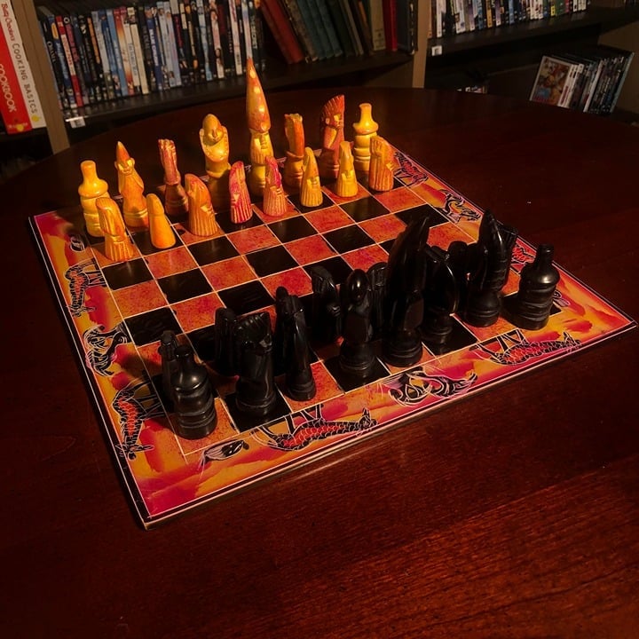 African Vintage Chess Set - Large Kenyan Chess Board