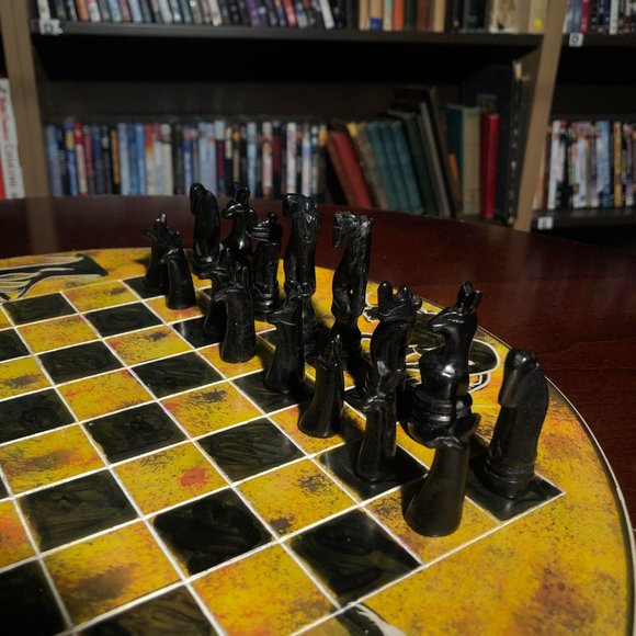 African Vintage Chess Set - Yellow Chess Board