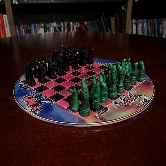 African Vintage Chess Set - Kenyan Chess Board