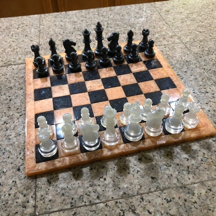 Handmade Resin Chess Set - Orange/Black