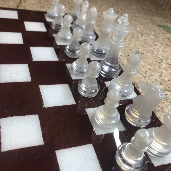 Resin Chess Set - Brown and White