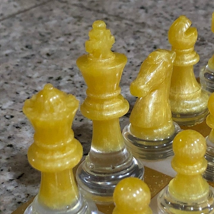 Handmade Resin Chess Set - Gold and Yellow