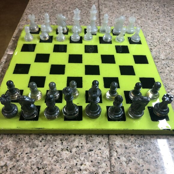 Resin Chess Set - Lime Green