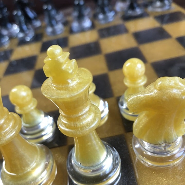 Handmade Resin Chess Set - Gold/Black