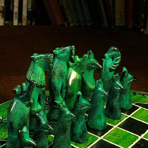 African Vintage Chess Set - Wild Green Chess Board