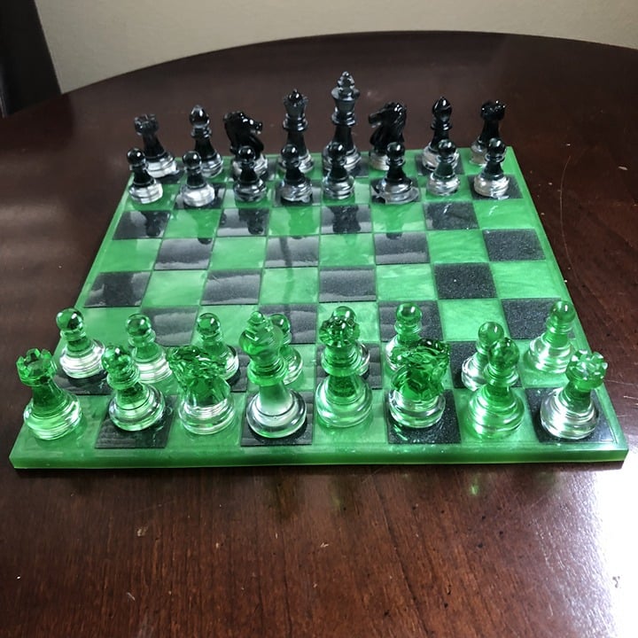 Handmade Resin Chess Set - Candy Green