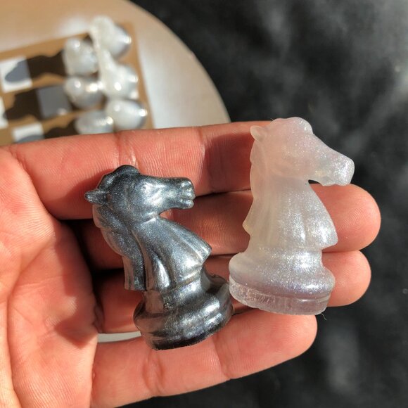 Vinyl Chess Set - Tan and White