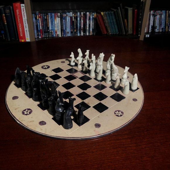 African Vintage Chess Set - Old Kenyan Chess Board