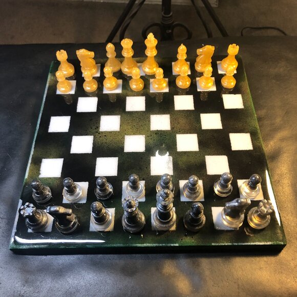 Resin Chess Set - Dirty Green