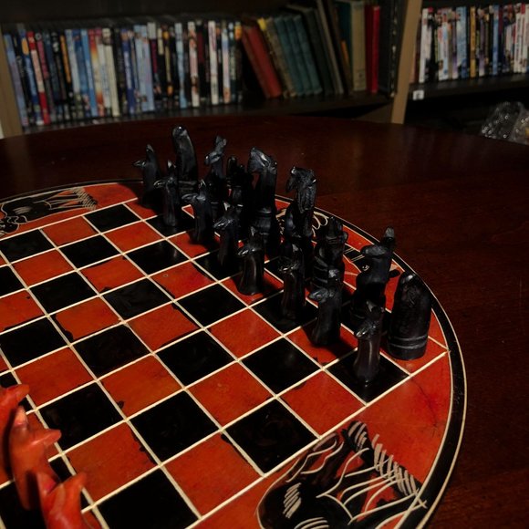 African Vintage Chess Set - Orange Chess Board