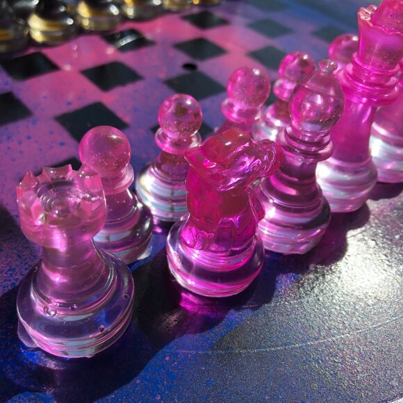 Vinyl Chess Set - Galaxy Purple