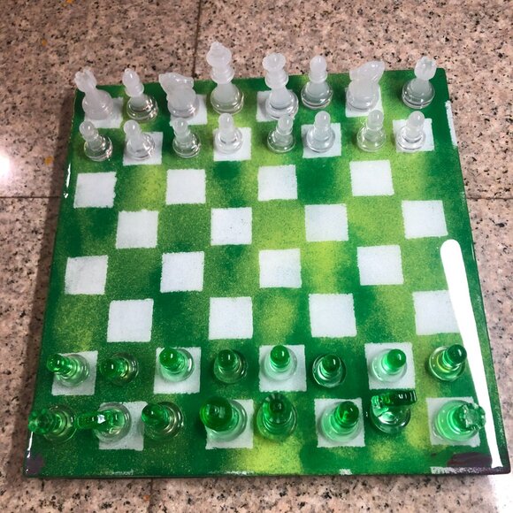 Resin Chess Set - Green Forest