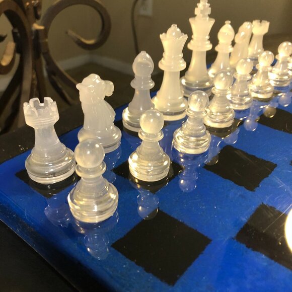 Resin Chess Set - Blue and Black