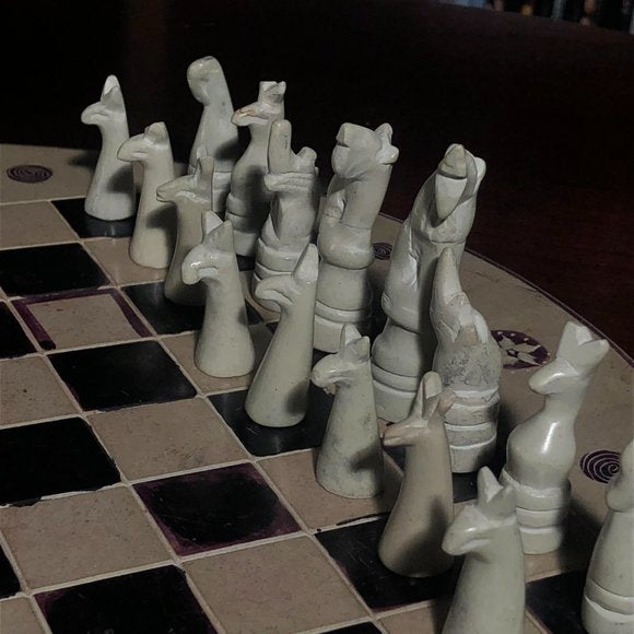 African Vintage Chess Set - Old Kenyan Chess Board