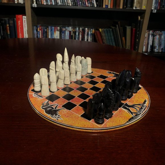 African Vintage Chess Set - Orange Chess Board