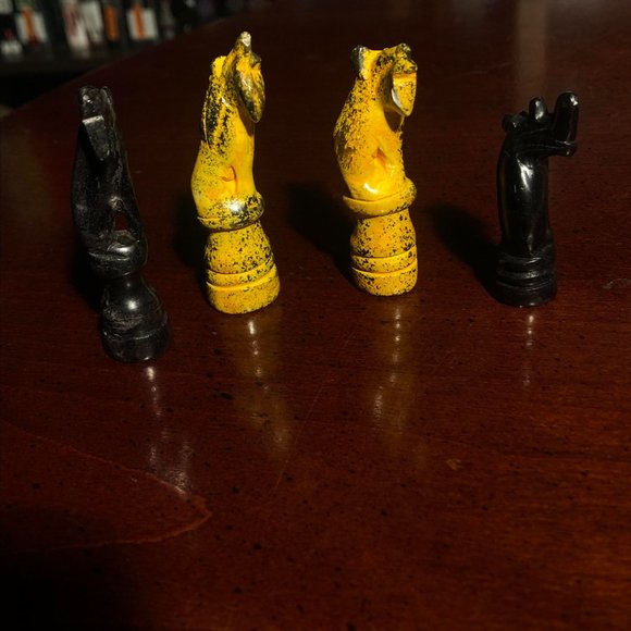 African Vintage Chess Set - Yellow Chess Board