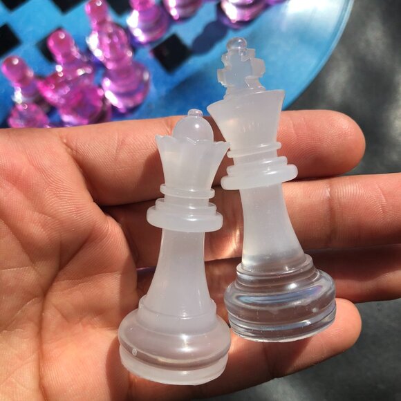 Vinyl Chess Set - Blue Mist