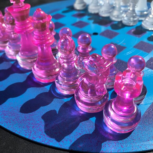 Vinyl Chess Set - Purple and Blue