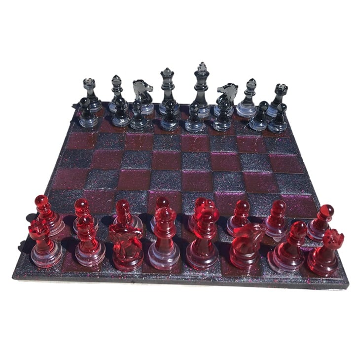 Handmade Resin Chess Set - Red Space