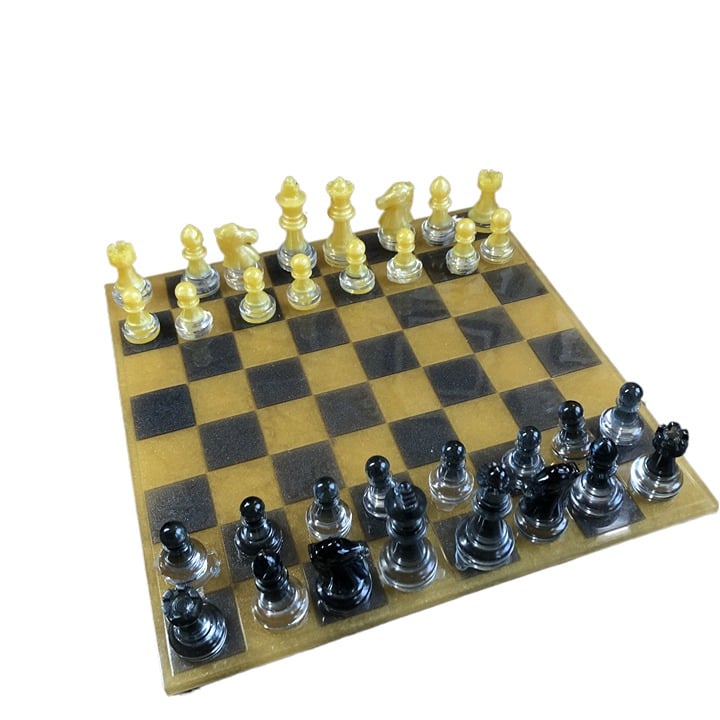 Handmade Resin Chess Set - Gold/Black