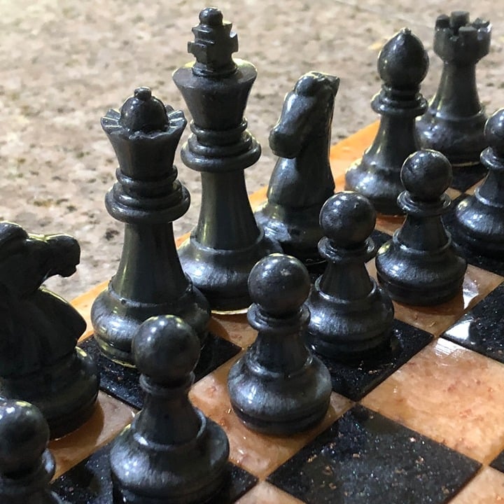 Handmade Resin Chess Set - Orange/Black