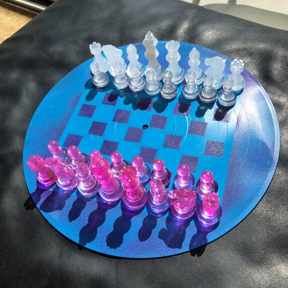 Vinyl Chess Set - Purple and Blue