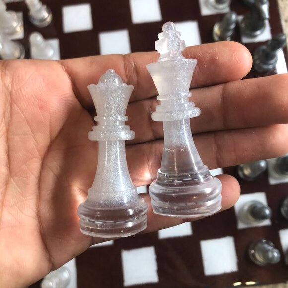 Resin Chess Set - Brown and White