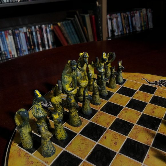 African Vintage Chess Set - Yellow Chess Board