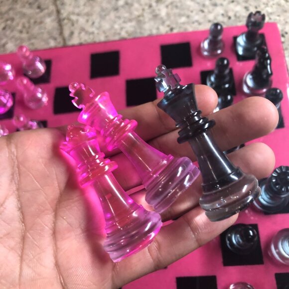 Resin Chess Set - Hot Pink