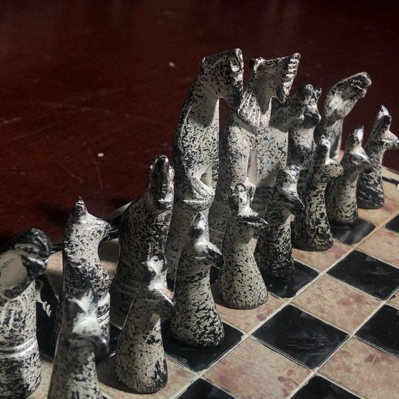 African Vintage Chess Set - Kenyan Old Chess Board